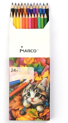 MARCO 24-Farben Ölbuntstifte Buntstifte für Erwachsene & Künstler - Vorgespitzt, Bruchsicher - Premium - Qualität Holz - Set für Malen, Zeichnen, Schule & Kunst