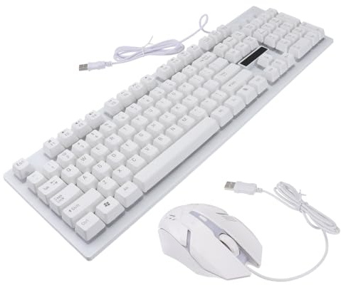 Hemobllo Conjunto de Teclado y Ratón para Juegos, Teclado Mecánico Luminoso USB, 104 Teclas, Diseño sin Conflicto para Casa y Café