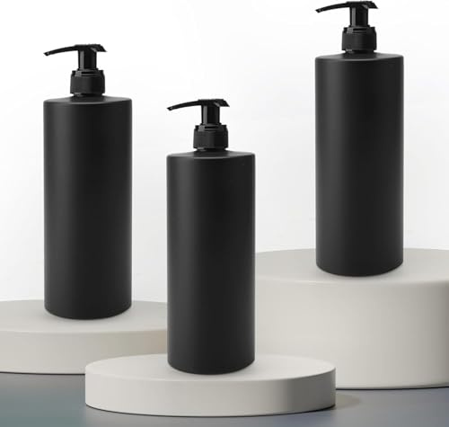 3 st. tvåldispenser svart matta 500 ml tom pumpflaska duschgel dispenser schampo flaskor minimalistisk lyxig pumpdispenser för flytande tvål med 20 vattentäta etiketter