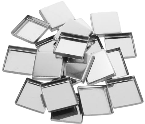 Anneome 20 Pezzi Palette Vuote di Ferro Quadrate da 26mm per Cosmetici, Palette Magnetiche Personalizzabili in Metallo Argento, per Uso Quotidiano e Viaggio