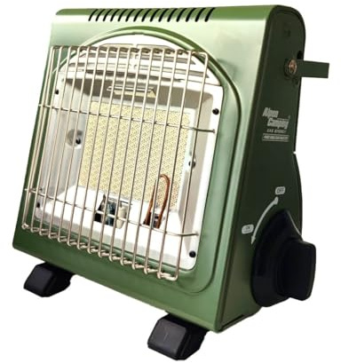 Alpen Camping - Riscaldatore a gas portatile, 1700 W, colore: verde cachi, riscaldatore booster inclinabile, sicurezza termocoppia