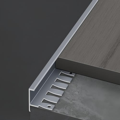 Coayuou Baguette Carrelage Angle en F 90cm* 3 Pièces Coin D Escalier Anti Poussière Flexible Baguette Alu pour Protection Durable Et Esthétique, Installation Rapide Et Facile(Grey,18.2mm)
