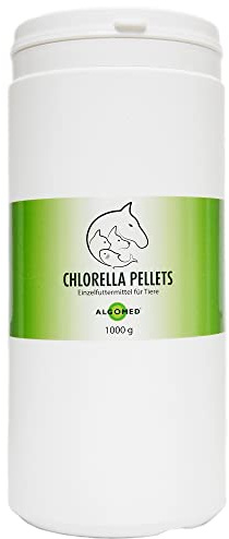Chlorella Pellets aus Deutschland - Einzelfuttermittel für Tiere wie Hund, Katze, Pferd - Premium Chlorella Algen Trockenfutter - Chlorella Vulgaris roh vegan rein kontrolliert | Algomed 1000g / 1kg