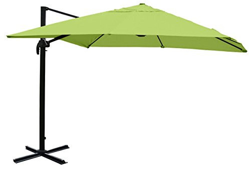 Mendler Ombrellone parasole decentrato HWC-A96 3x3m alluminio verde girevole senza base