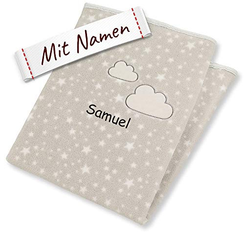 Sterntaler Schmusedecke Schaf Stanley Kuscheldecke bestickt mit Namen, Decke 100x75 cm