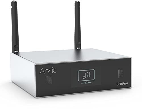 Arylic S50 Pro+ WiFi & Bluetooth 5.0 Audio Receiver, aptX HD Vorverstärker mit ESS Sabre Dac AKM ADC Multiroom/Multizone, Wireless Audio Receiver mit Airplay, Spotify, Internetradio