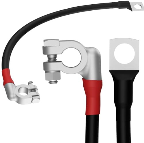 SIGA Batteriekabel 50mm2 40CM inkl. 1xPolklemme für Pluspol, 1x Kabelschuh M10 12V aus reinem 100% OFC Kupfer Batterie Kabel Solarkabel Schwarz