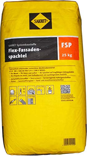 SAKRET 25 Kg Flex-Fassaden-Spachtel FSP 0-1mm, Zement, Paste, Betonmörtel, Spachtelmasse, Mörtel, Gelb, 2.5 kg