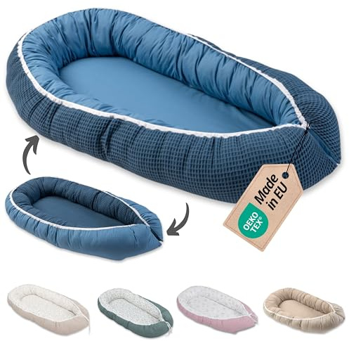 ULLENBOOM Babynest - Ideal für Neugeborene - OEKO-TEX zertifiziert | Waschbar, Außenmaterial: 100% Baumwolle, Made in EU, Mitwachsend und wendbar, Schadstoffgeprüft