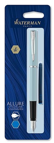 Waterman® Allure Fountain Pen, 0.5 mm, Fine Point, Baby Blue Pastel Lacquer, Blue Ink