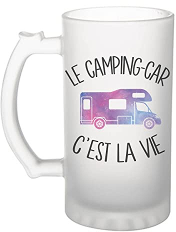 Planetee Chope de Bière Camping Car c'Est la Vie Camping-Cariste | Verre à Bière Pinte Humour Alcool Idée Cadeau Fête des Pères Anniversaire