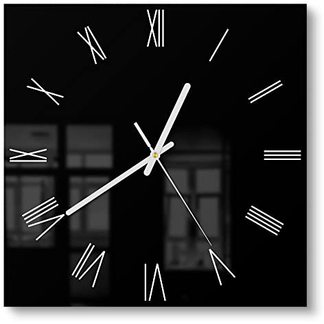 DEQORI Glasuhr | 30x30 cm | Unifarben - Schwarz | ausgefallene leise Design Uhr aus Glas | Wanduhr für Wohnzimmer & Küche | moderne Hingucker Uhr für die Wand