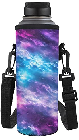 NETILGEN Custodia per bottiglia d'acqua, tracolla porta bottiglie, borsa per bollitore con cinghia regolabile per escursionismo, campeggio, corsa, sport all'aria aperta, 1000 ml/34oz, cielo stellato