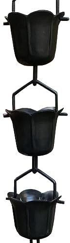 NUNETH Regenkette Kupfer-Regenkette Extra Lang, Schwarze Regenfänger-Gartenverzierung, Regenketten Wasserfall für Fallrohre/Dachrinnen, Regenwasserumleiter für Den Haushalt (Size : 4m/11.8ft)