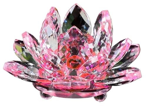 QIJIAYU 60 mm-100 mm Kristall-Lotus-Briefbeschwerer, Auto-Dekoration, Heimdekoration, Büro, Sammlung, Geburtstagsgeschenk, Souvenir (Color : Pink, Size : 80mm)