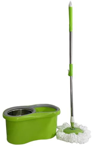 NIBHZ Trapeador Giratorio y Balde con Juego de Escurridor, Sistema de Trapeador y Balde de 360° con 3 Recambios de Trapeador de Microfibra y Mango Extendido, Balde Giratorio