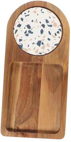 OKUMEYR Wooden Serving Platter Snack Plate Raised Dessert Tray Food Serving Board