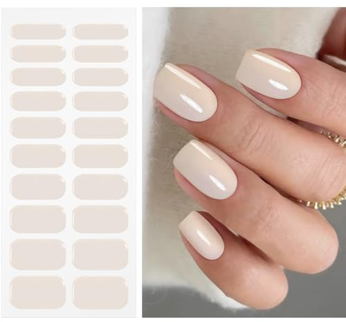 JMEOWIO Creme Aprikose Nagelfolie UV Härtend Gel Nagel Strip Sticker