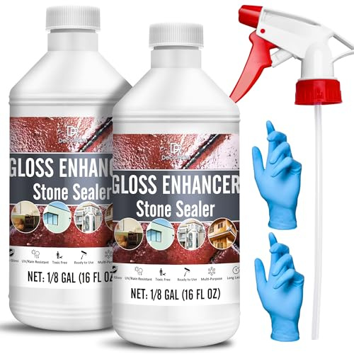 Wet Look Stone Sealer 1L - Color Enhancing Driveway Sealer for Long-Lasting High Gloss Protection - Stain Proof Patio Paver Gloss Enhancer for Outdoor & Indoor Slate, Floor, Standsotne
