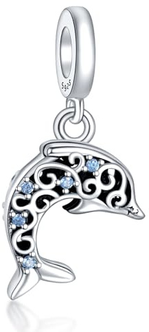 Famuan Dauphin Sauteur Charms pour les Femmes Pendentif en Argent Sterling pour Bracelets, Fête des Mères Saint-Valentin Anniversaire Noël Bijoux Cadeaux pour Maman Fille Amis