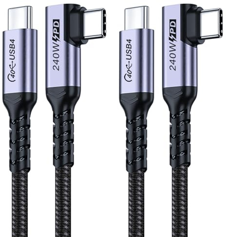 SUMPK Cable usb4 de 1 metro con 2 paquetes, cable recto 240w USB C a USB c, datos de alta velocidad de 40 gbps, compatible con monitores 4k individuales/dobles de Thunderbolt 4, monitor