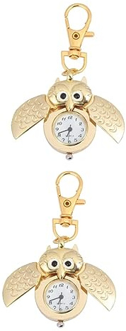 SAFIGLE 2stücke Retro Eule Form Taschen Uhr Kreative Pocket Watch Für Schlüsselanhänger Kettenuhr Für Damen Und Für Familie Und