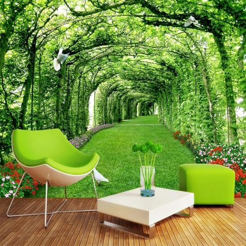 MIXUEXUNLU Photo Wallpaper Wall 3D Green Tree Lawn 3D Three-Dimensional Space Background Wallpaper Home Decoration