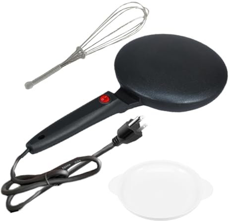 Nbbwwu Piastra elettrica rotonda per pancake, macchina per pancake rotonda - Teglia elettrica portatile per pancake da 600 W,Controllo termostatico della padella elettrica antiaderente da 7,87 pollici