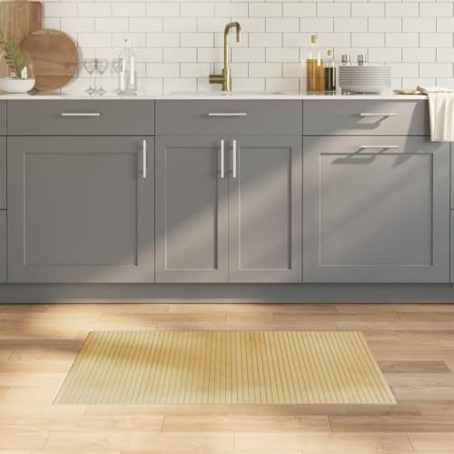 Tidyard Teppich Bambusmatte Wohnzimmerteppich Badezimmerteppich Bambusteppich rutschfest für Wohnzimmer,Läufer Küchenteppich Flurteppich Rechteckig Hell Natur 60x100 cm Bambus
