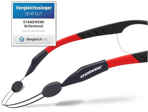STANDWERK Brillenband Work+ [ANTI-RUTSCH-EFFEKT] für Schutzbrillen, Arbeitsschutzbrille & Schutzbrille für Brillenträger – verstellbares Sicherheitsbrillenband, ideales PSA Zubehör