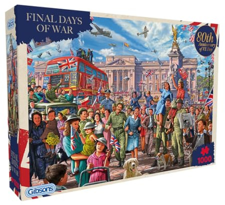 Gibsons Final Days of War 1000 Piece Jigsaw Puzzle – VE Day Celebration Outside Buckingham Palace by Steve Crisp – Commemorative Puzzle for Adults – Sustainable Premium Quality by Gibsons Games