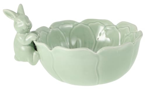 Amosfun Cuenco de Conejito de Pascua Juguetes de Bienes de año Nuevo generador de Juguetes Tazón Decorativo Tazón Color Verde frutero Decorativo tazones para la Cocina cerámica Light Green