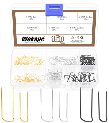 Wokape 150 st sömnads-kit med U-stift, 2,3 cm 1,7 cm gaffelstift, nålar, guld, silver, svart, mångsidig, rak nål för sömnad, smycken, uppvisning, heminredning
