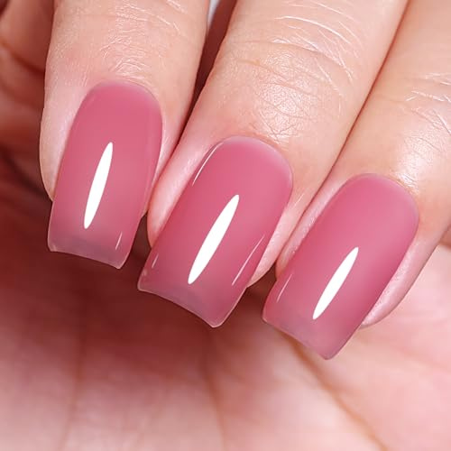 Ozzeal Jelly UV Nagellack, Rosa Gelee UV Gel Nagellack Transparent Frühling Sommer Jelly Gel Nail Polish für Nail Art DIY Maniküre Soak Off LED 15ML