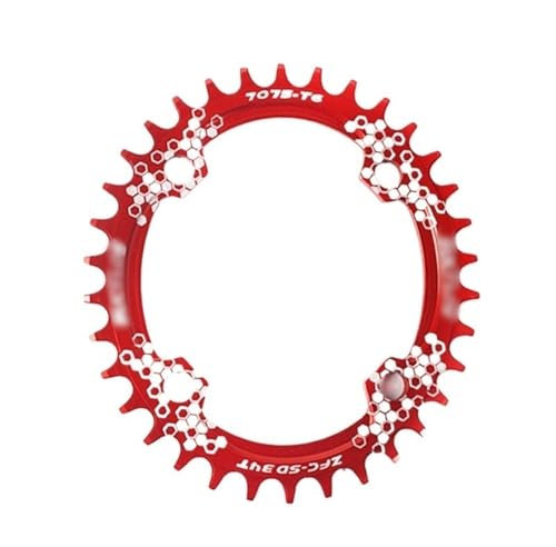 DLZFUDTY Kettenblatt,Fahrrad Kettenblatt 104BCD Fahrrad Kettenblatt 30T-42T Rund Oval Fahrrad Kettenblatt Aluminium Engen Breite Kettenblatt Mountainbike Teile(30T,Oval Red)