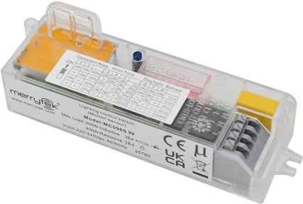 MC098S99 Merrytek Microwave Motion Sensor 220-240V AC On/Off Switch for LED Ceiling Light Wet Room IP20 5.8GHz HF Sensor 360° Detection Max 400W Tri-Proof Lamp