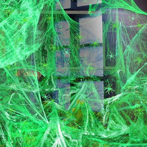 Ragnatele Halloween 200g Ragnatela Halloween Decorazione 40pcs Ragni Addobbi Halloween Bianca Ragnatele Finte Decorazioni Halloween Decorazioni per All'Aperto Interno Decorazioni Spaventose per Case