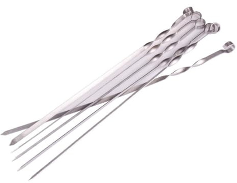 UKCOCO 10 pièces Brochettes Acier Inoxydable de Aiguilles Plates pour Barbecue Réutilisables et Faciles à Nettoyer