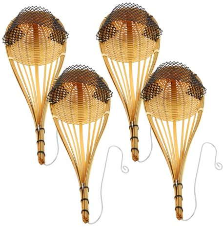 VICASKY 2 Set Cesti Sospesi Intrecciati Bamboo Con Ganci Metallo Portafiori Da Parete Per Decorazione Casa Piante Naturale E Multifunzionale 4 Pezzi*2