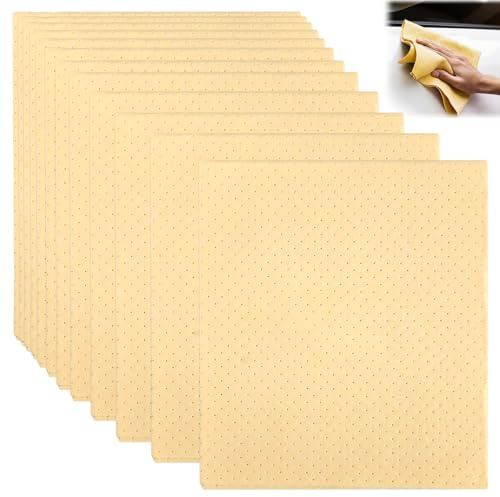 12PCS Chamois Leathers for Cars,Leather Cloth for Car and Windows,40cm x 3cm,Streak-Free Chamois Cloth,Quick-Drying,Soft Super Absorbent for Car Cleaning&Washing,Mirrors,Glasses,Display,Bathroom