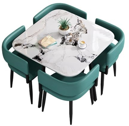 Modernes rundes Konferenztisch-Set mit 4 Kunstleder-Stühlen, stilvolles Büro-Empfangsmöbel, Ess- und Besprechungstisch für Zuhause, Hotels, Cafés, elegantes Design, langlebige Qualität