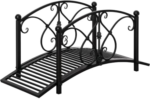Outsunny Gartenbrücke mit Sicherheitsgeländer 102 x 48 x 49 cm Schwarz