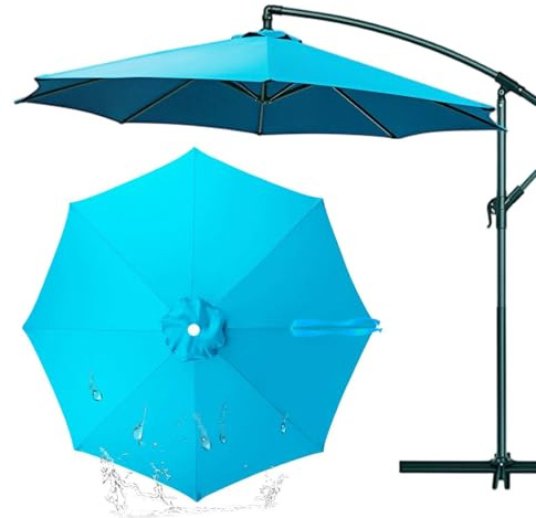 Tela de Repuesto para Sombrilla 2.5m 8 Varillas, Cubierta de Poliéster Impermeable y Anti-UV para Parasol Excéntrico o Central, Lonas de Reemplazo para Jardín y Terraza (Solo Tela)