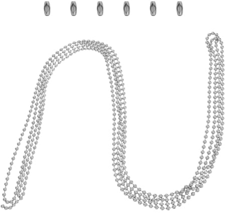 Operitacx Chaîne à Billes en Acier Inoxydable, Argenté, 3 Mètres, avec Connecteurs, pour Stores Romains et Stores Vénitiens Verticaux, Fabrication de Bijoux et Loisirs Créatifs
