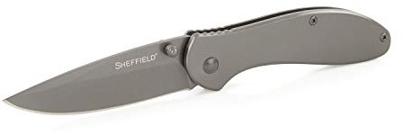 Sheffield 12169 Assisted Opening Pocket Knife, Gifts for Men, Dad Gifts, Stocking Stuffers, EDC Knife 3 Blade, 4 Titanium Coated Stainless Steel Handle, Pocket Clip