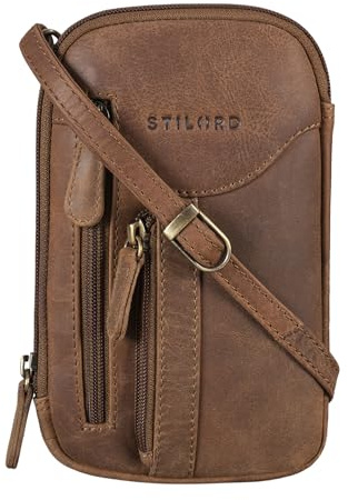 STILORD Lane 3-in-1 Handy Umhängetasche Gürteltasche Handgelenktasche Leder Brustbeutel für Smartphone Kleine Crossbody Bag Vintage Echtleder Farbe:mittel - braun