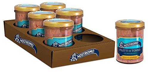 Nostromo - Filetes de atún al natural, 6 tarros de 180 gr. Calidad superior, hechos a mano, fuente de Omega 3