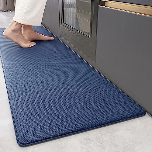Color G Tappeto Cucina 44 x 200 cm, Rimbalzabile Cuoio Tappeto Cucina Antiscivolo Lavabile, Confortevole Passatoia Cucina Impermeabile per Cucina, Soggiorno, Ufficio (Blu)