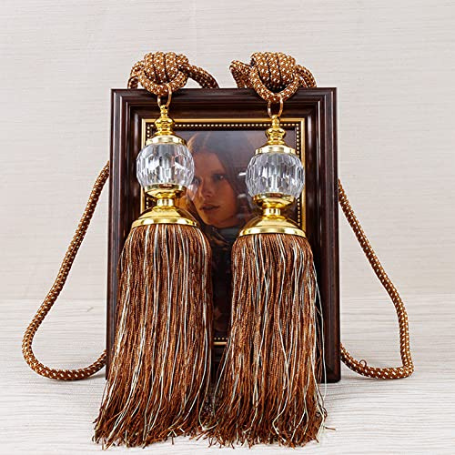 Vorhang-Raffhalter mit Quasten, luxuriöser Vorhanghalter, Seil-Raffhalter, Quasten-Raffhalter, Perlenkugel-Dekoration, Vintage-Stil, handgefertigt, geflochtenes Seil, Raffhalter für Zuhause