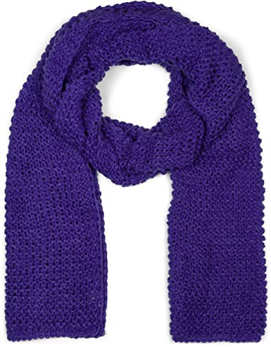 styleBREAKER Dam lång stickad halsduk med vågor stickat mönster, varm vinter stickad halsduk enfärgad 01018168, violett, En Storlek